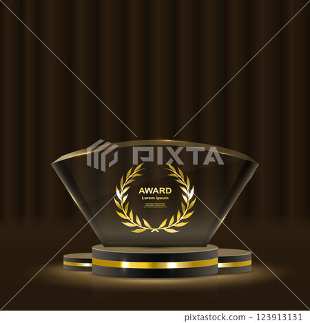 Stunning gold decor elements include shimmering laurel wreaths, sparkling ribbons, and iconic podium highlights 123913131