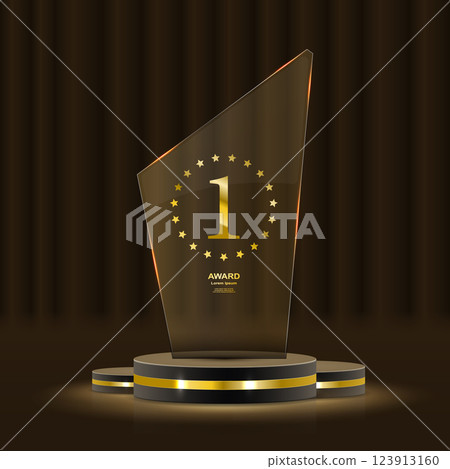 Stunning gold decor elements include shimmering laurel wreaths, sparkling ribbons, and iconic podium highlights 123913160