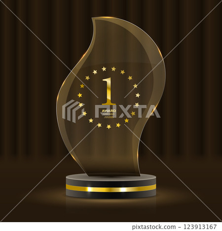 Stunning gold decor elements include shimmering laurel wreaths, sparkling ribbons, and iconic podium highlights 123913167