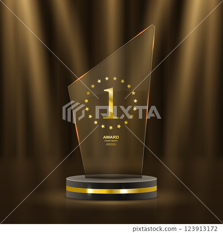 Stunning gold decor elements include shimmering laurel wreaths, sparkling ribbons, and iconic podium highlights 123913172