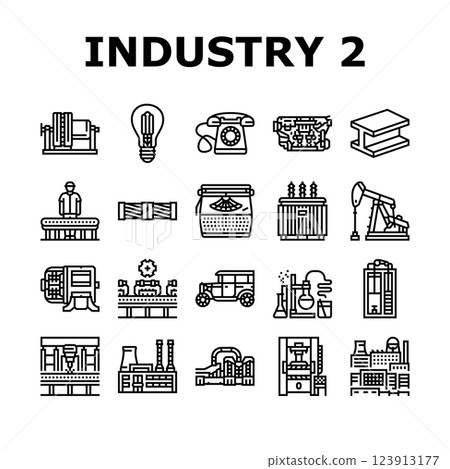 industry 2.0 automation robotics icons set vector industry 2.0 automation robotics icons set vector 123913177