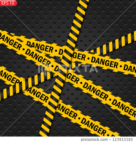 Black and color caution lines isolated. Realistic warning tapes. Danger signs. Vector background. Black and color caution lines isolated. Realistic warning tapes. Danger signs. Vector background. 123913183