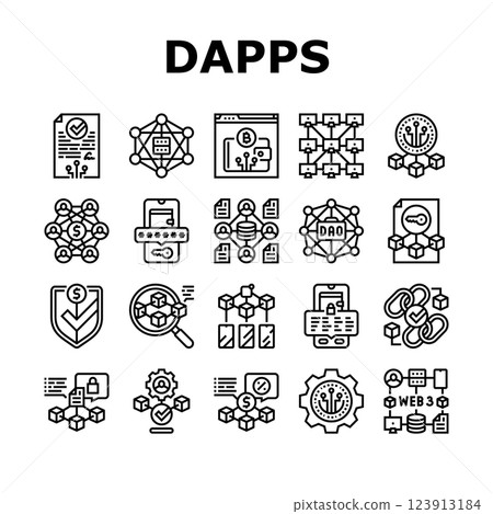 decentralized applications dapps icons set vector 123913184