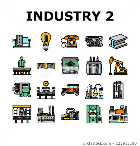 industry 2.0 automation robotics icons set vector 123913190