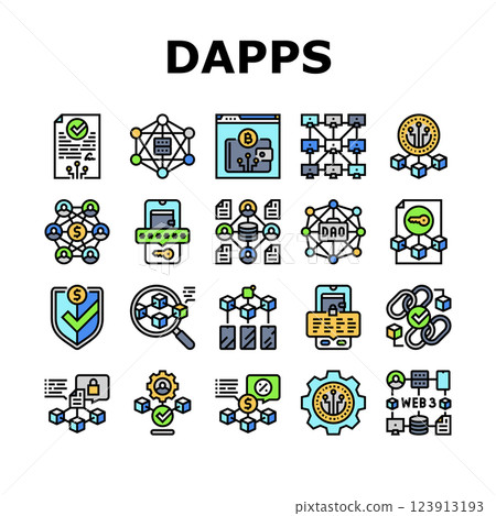 decentralized applications dapps icons set vector 123913193