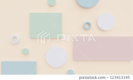 Pastel geometric shapes arranged on a beige background 123913195