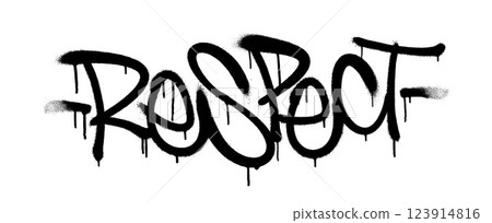 Sprayed respect font graffiti with overspray in black over white. Vector illustration. Sprayed respect font graffiti with overspray in black over white. Vector illustration. 123914816