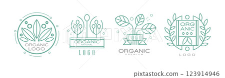 Organic Natural Line Logo and Label Design Vector Set Organic Natural Line Logo and Label Design Vector Set 123914946