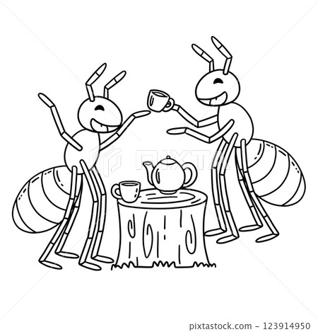 Ants having a Tea Isolated Coloring Page for Kids Ants having a Tea Isolated Coloring Page for Kids 123914950