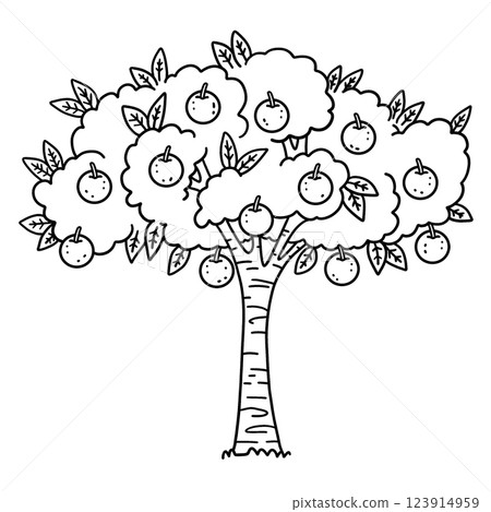 Orange Tree Fruit Plant Isolated Coloring Page  Orange Tree Fruit Plant Isolated Coloring Page  123914959