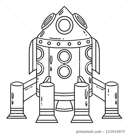 Space Rocket Multiple Thrusters Isolated Coloring  123914973
