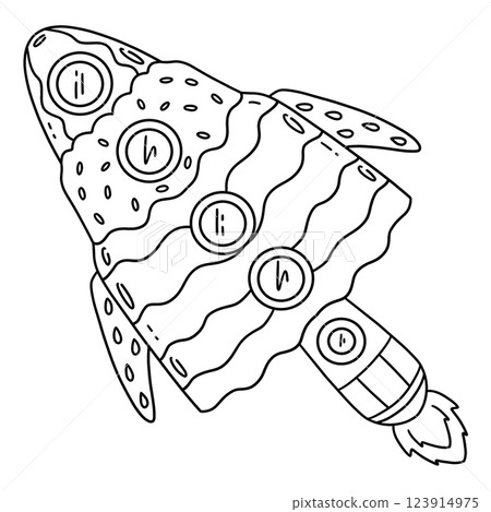 Space Popsicle Rocket Isolated Coloring Page  123914975