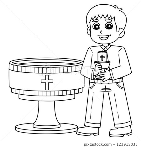 Baptism with Godparent Isolated Coloring Page Baptism with Godparent Isolated Coloring Page 123915033