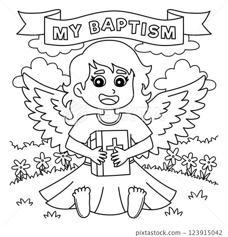 My Baptism Angel Girl Coloring Page for Kids 123915042