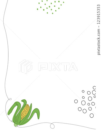 Corn continuous line background. One single line organic healthy food concept. Minimalism modern style graphics design Corn continuous line background. One single line organic healthy food concept. Minimalism modern style graphics design 123915353