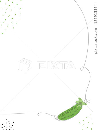 Cucumber continuous line background. One single line organic healthy food concept. Minimalism modern style graphics design Cucumber continuous line background. One single line organic healthy food concept. Minimalism modern style graphics design 123915354