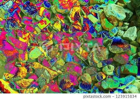 Pile of broken bricks, changed colors. Bright colorful background. Pile of broken bricks, changed colors. Bright colorful background. 123915834