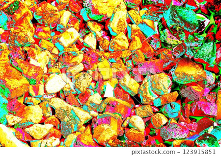 Pile of broken bricks, changed colors. Bright colorful background. Pile of broken bricks, changed colors. Bright colorful background. 123915851