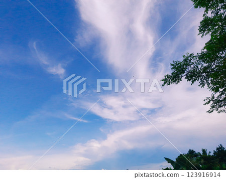 a nice and beautiful looking blue sky with clouds. a nice and beautiful looking blue sky with clouds. 123916914