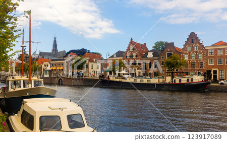 Summer landscape of the city streets of Haarlem Summer landscape of the city streets of Haarlem 123917089