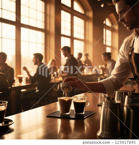 大窗戶的咖啡館場景 大窗戶的咖啡館場景 123917845
