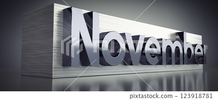 November - metal typographical concept - 3D illustration November - metal typographical concept - 3D illustration 123918781