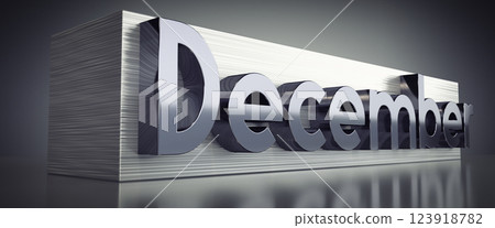 December - metal typographical concept - 3D illustration December - metal typographical concept - 3D illustration 123918782