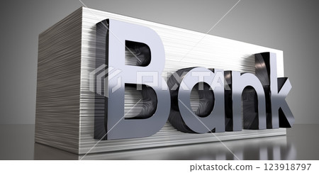 Bank - metal typographical concept - 3D illustration 123918797