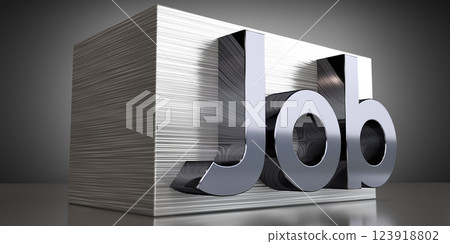 Job - metal typographical concept - 3D illustration Job - metal typographical concept - 3D illustration 123918802