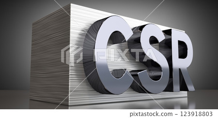 CSR, corporate social responsibility - metal typographical concept - 3D illustration CSR, corporate social responsibility - metal typographical concept - 3D illustration 123918803