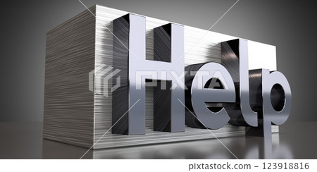 Help - metal typographical concept - 3D illustration Help - metal typographical concept - 3D illustration 123918816