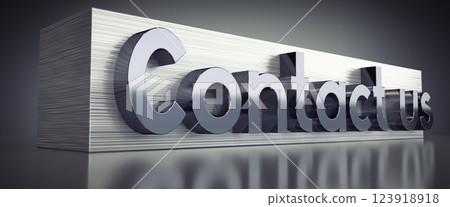 Contact us - metal typographical concept - 3D illustration 123918918