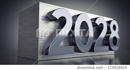 2028 - metal typographical concept - 3D illustration 2028 - metal typographical concept - 3D illustration 123918924