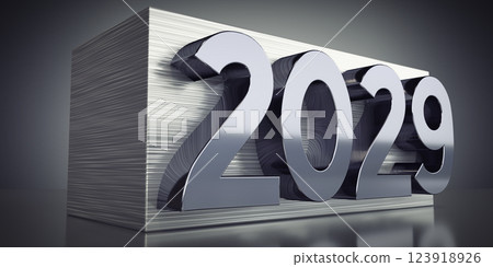 2029 - metal typographical concept - 3D illustration 2029 - metal typographical concept - 3D illustration 123918926