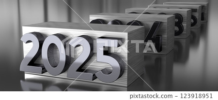 2025 - metal typographical concept - 3D illustration 123918951