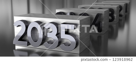 2035 - metal typographical concept - 3D illustration 123918962