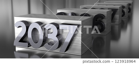 2037 - metal typographical concept - 3D illustration 2037 - metal typographical concept - 3D illustration 123918964