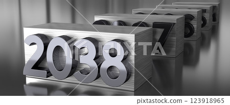 2038 - metal typographical concept - 3D illustration 123918965