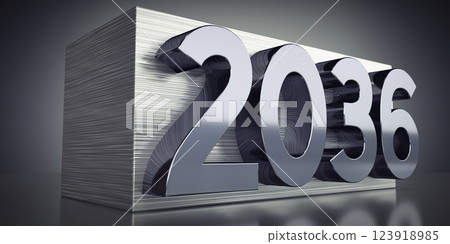 2036 - metal typographical concept - 3D illustration 123918985
