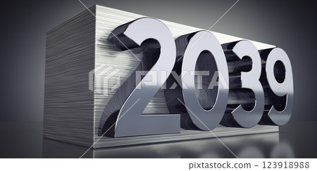 2039 - metal typographical concept - 3D illustration 2039 - metal typographical concept - 3D illustration 123918988
