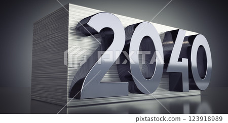 2040 - metal typographical concept - 3D illustration 2040 - metal typographical concept - 3D illustration 123918989
