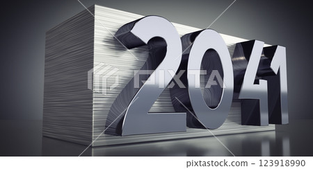 2041 - metal typographical concept - 3D illustration 2041 - metal typographical concept - 3D illustration 123918990