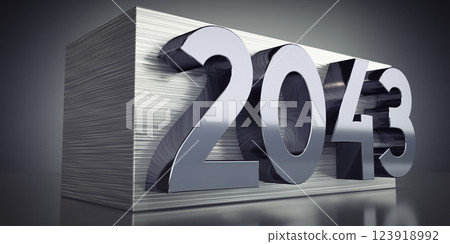 2043 - metal typographical concept - 3D illustration 123918992