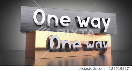 One way - words on metal blocks - 3D illustration One way - words on metal blocks - 3D illustration 123919267