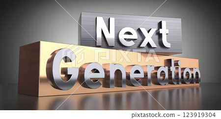 Next generation - words on metal blocks - 3D illustration 123919304