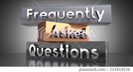 Frequently asked questions, FAQ - words on metal blocks - 3D illustration 123919538