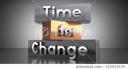Time for change - words on metal blocks - 3D illustration 123919539