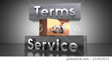 Terms of service - words on metal blocks - 3D illustration Terms of service - words on metal blocks - 3D illustration 123919572