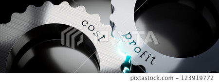 Profit, cost - gears concept - 3D illustration 123919772