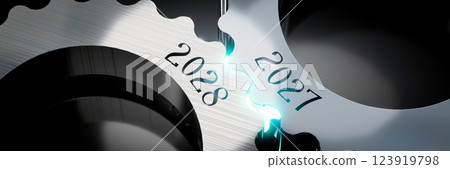 2027, 2028 - gears concept - 3D illustration 123919798